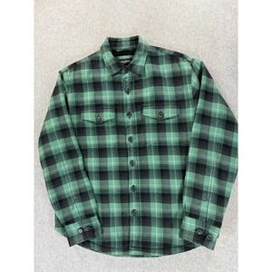 Bonobos Fleece Lined Heavy Plaid Jacket Shirt (Men's Large) Green - Slim Fit